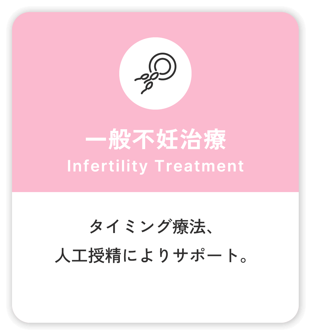 一般不妊治療 Infertility Treatment タイミング療法、人工授精によりサポート。
